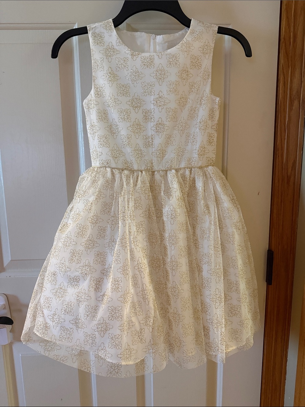 Rare Editions White and Gold Floral Party Dress